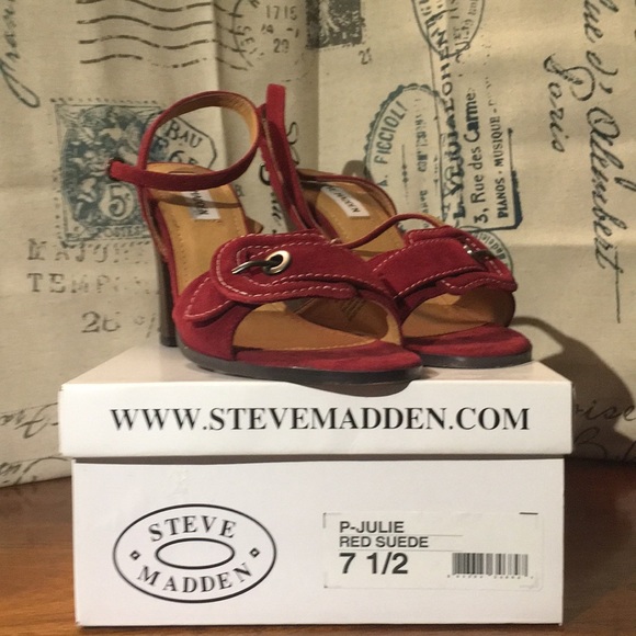 Steve Madden red suede ankle sandal - Picture 5 of 5
